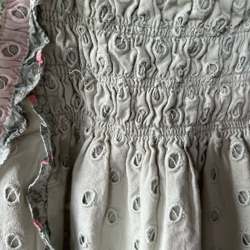 Anthropologie Kids Eyelet Ruffle Top in Light Green - Picture 4 of 5